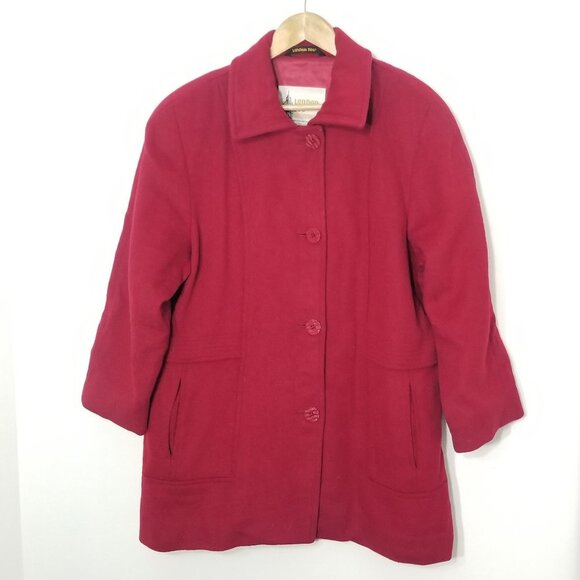 London Fog Jackets & Blazers - London Fog Vintage Red Pure Virgin Wool Jacket Coat Double Lined Pockets Classy